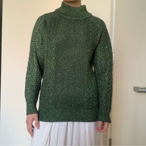H&M Metallic Green Turtleneck Sweater
